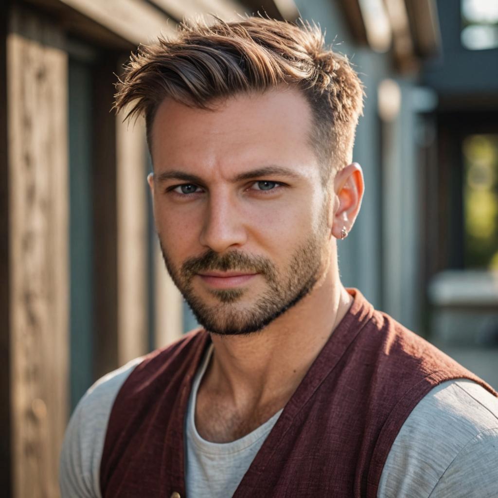 Confident Man with Viking Haircut and Beard