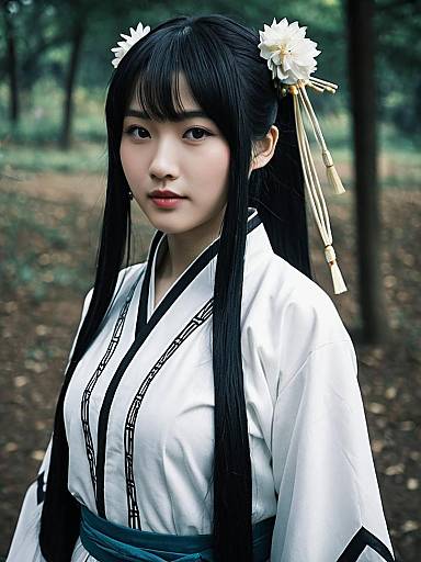 Realistic Sexy Cosplay Woman Wearing Yunyun Costume in Forest