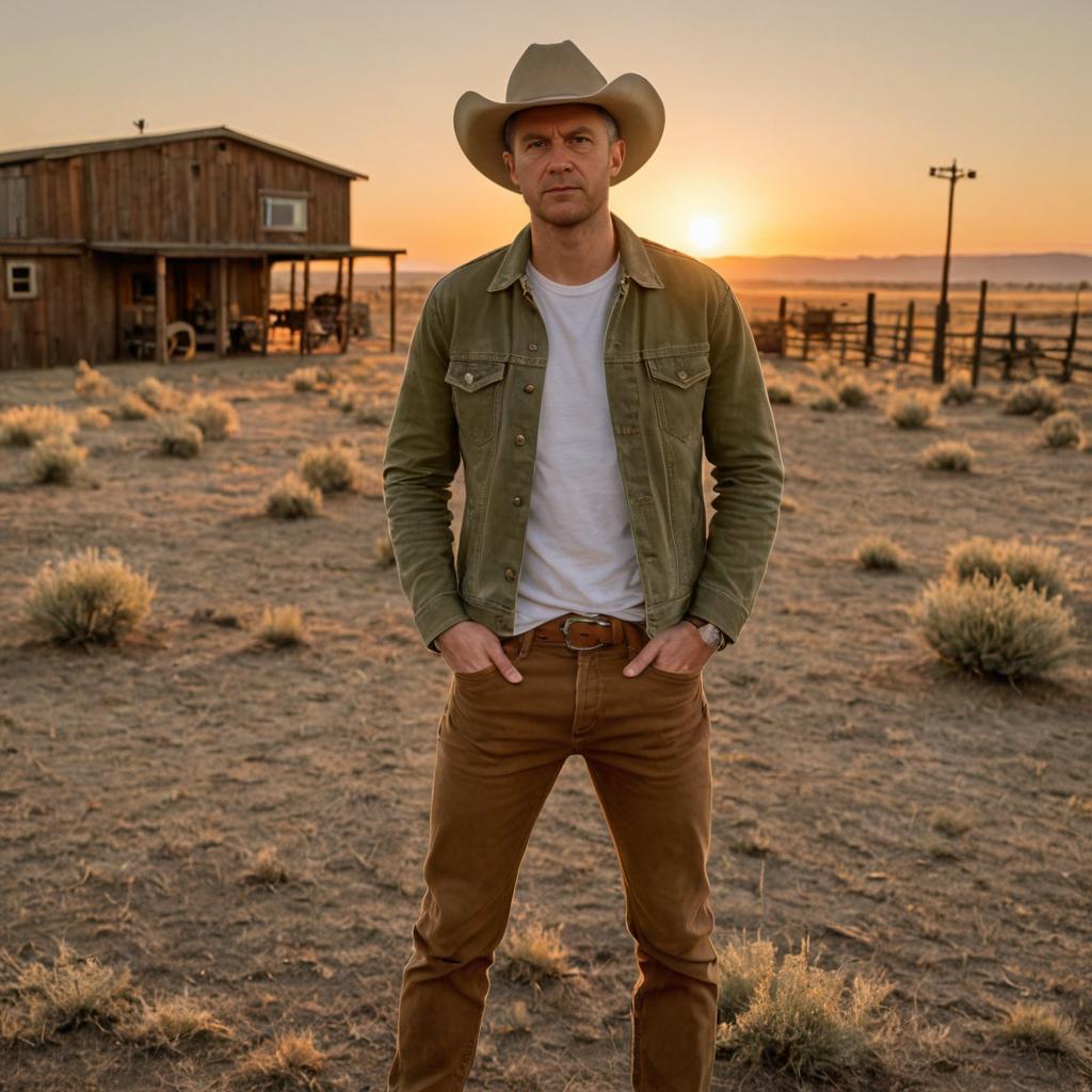 Confident Cowboy at Sunset