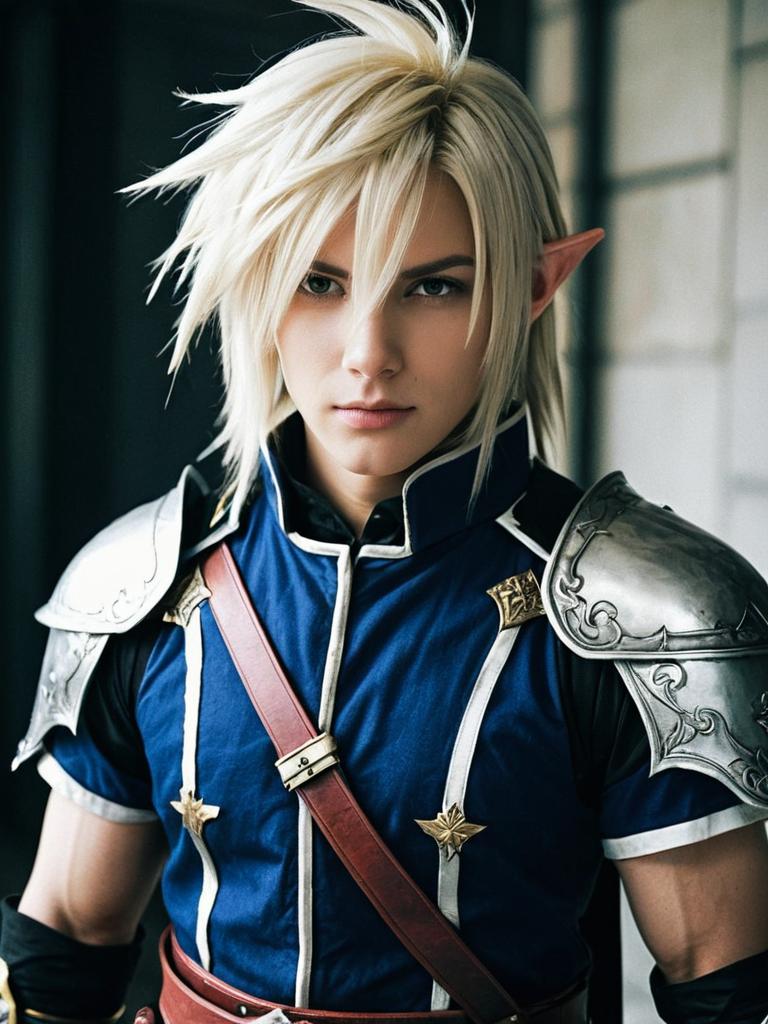 Final Fantasy Cosplay Male with Blonde Hair and Armor