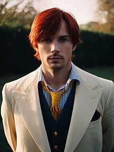 Man Cosplay Wearing Rupert Price Costume in Realistic Vintage Style