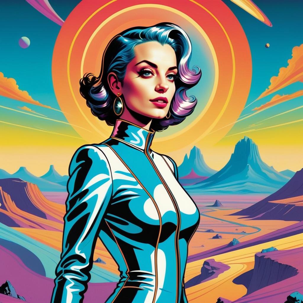 Futuristic Woman in Sci-Fi Landscape