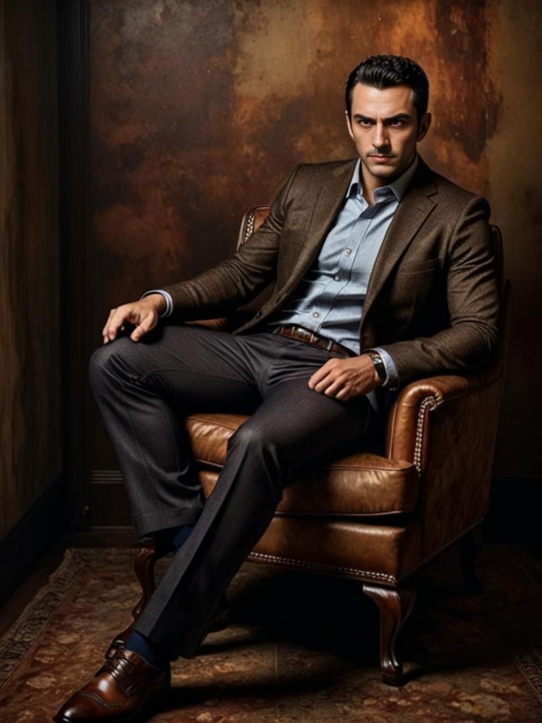 Sophisticated Portrait of a Confident Man in Brown Suit