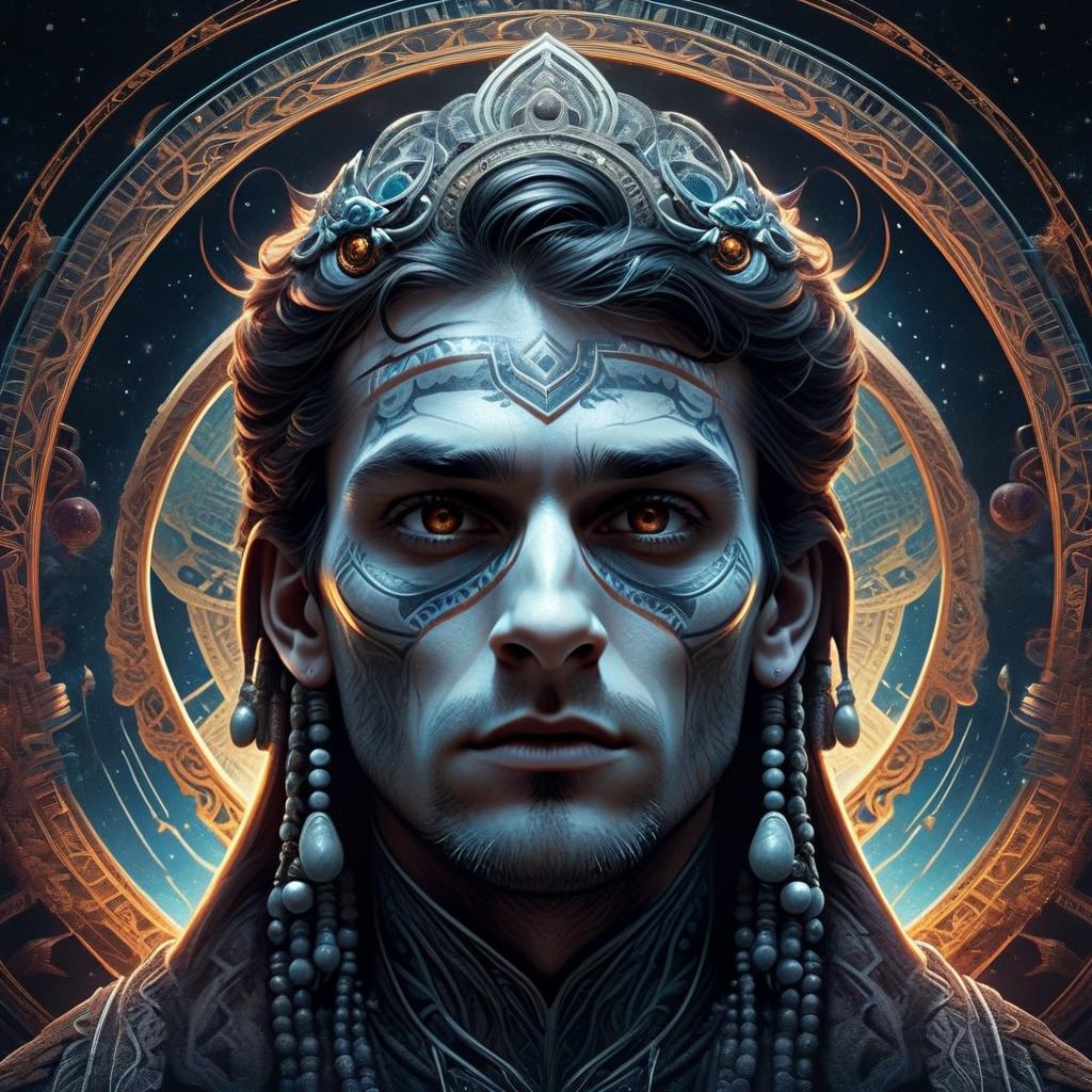 Tribal Portrait with Cosmic Background Tribal Portrait with Cosmic Background