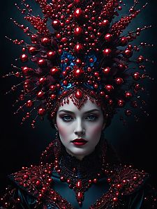 Regal Woman in Elaborate Headdress