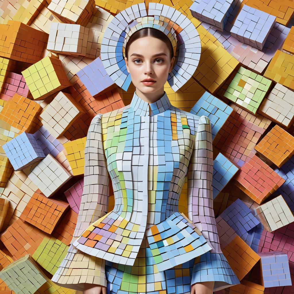 Model in Colorful Mosaic Fashion