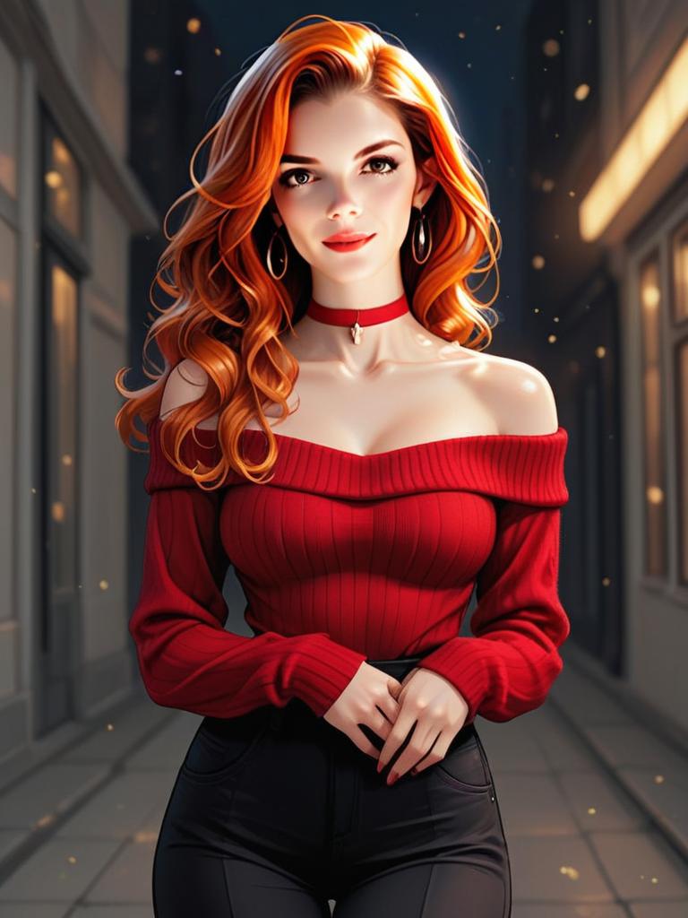 Confident Woman in Urban Alley at Twilight