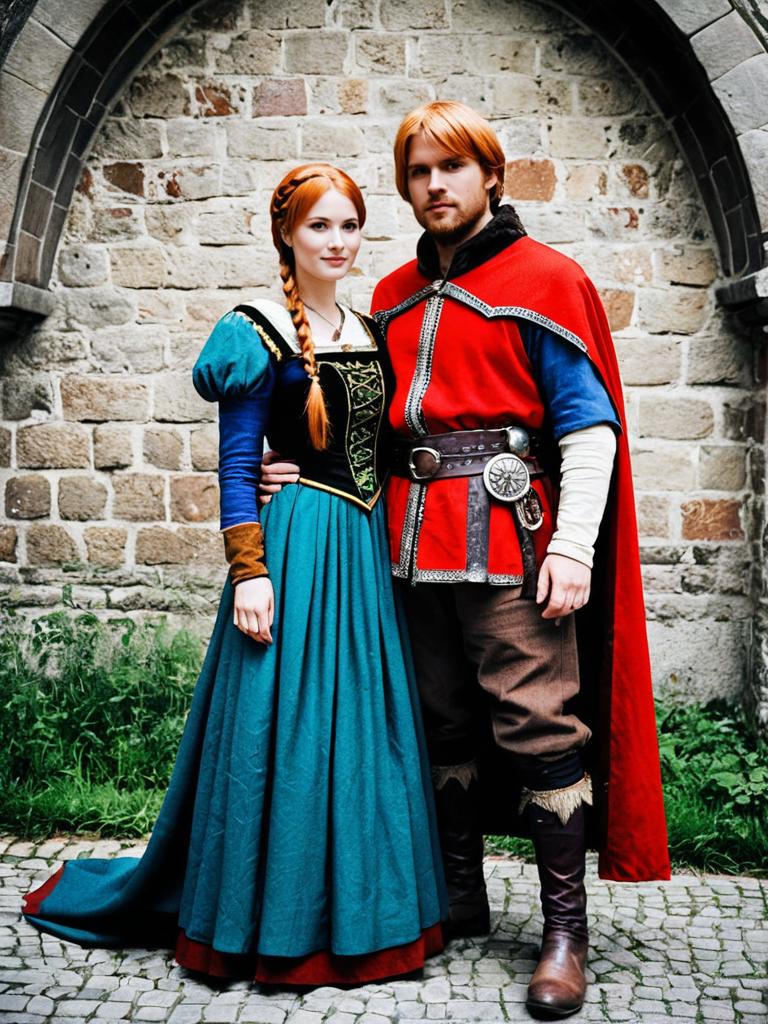 Couple in Anna and Kristoff Cosplay Full Body Photo