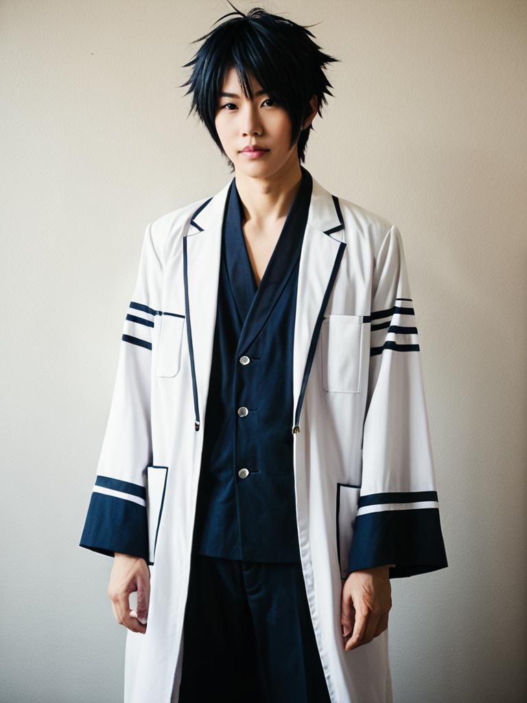 Man Cosplay Wearing Tatsumi Oga Costume Realistic Photo