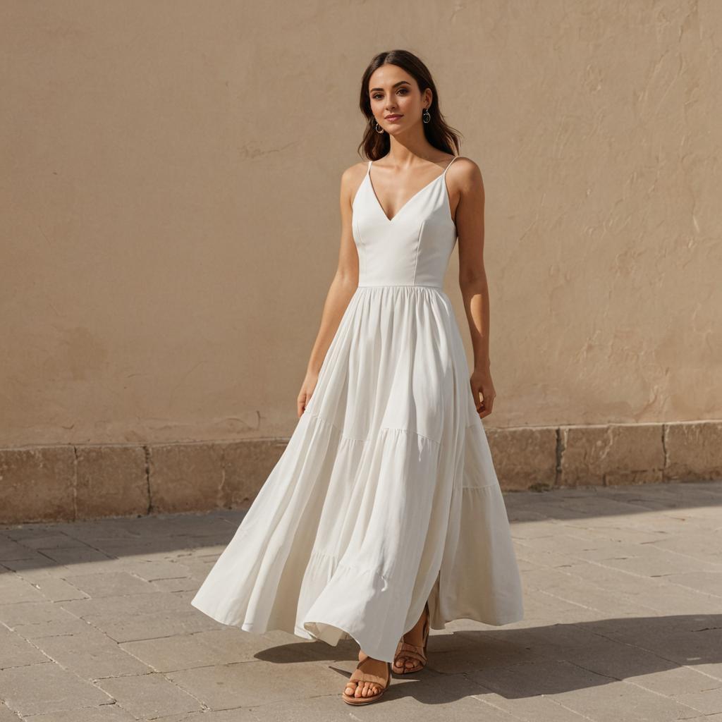 Woman in Elegant White Dress