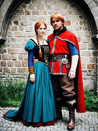 Couple in Anna and Kristoff Cosplay Full Body Photo
