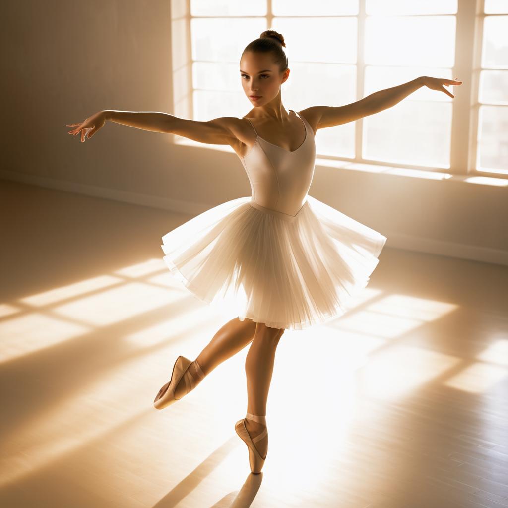 Elegant Ballet Dancer in Sunlit Studio