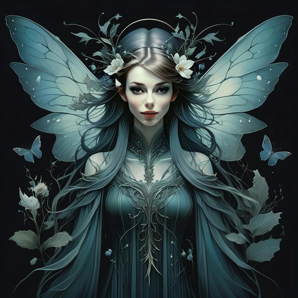 Ethereal Woman with Butterfly Wings