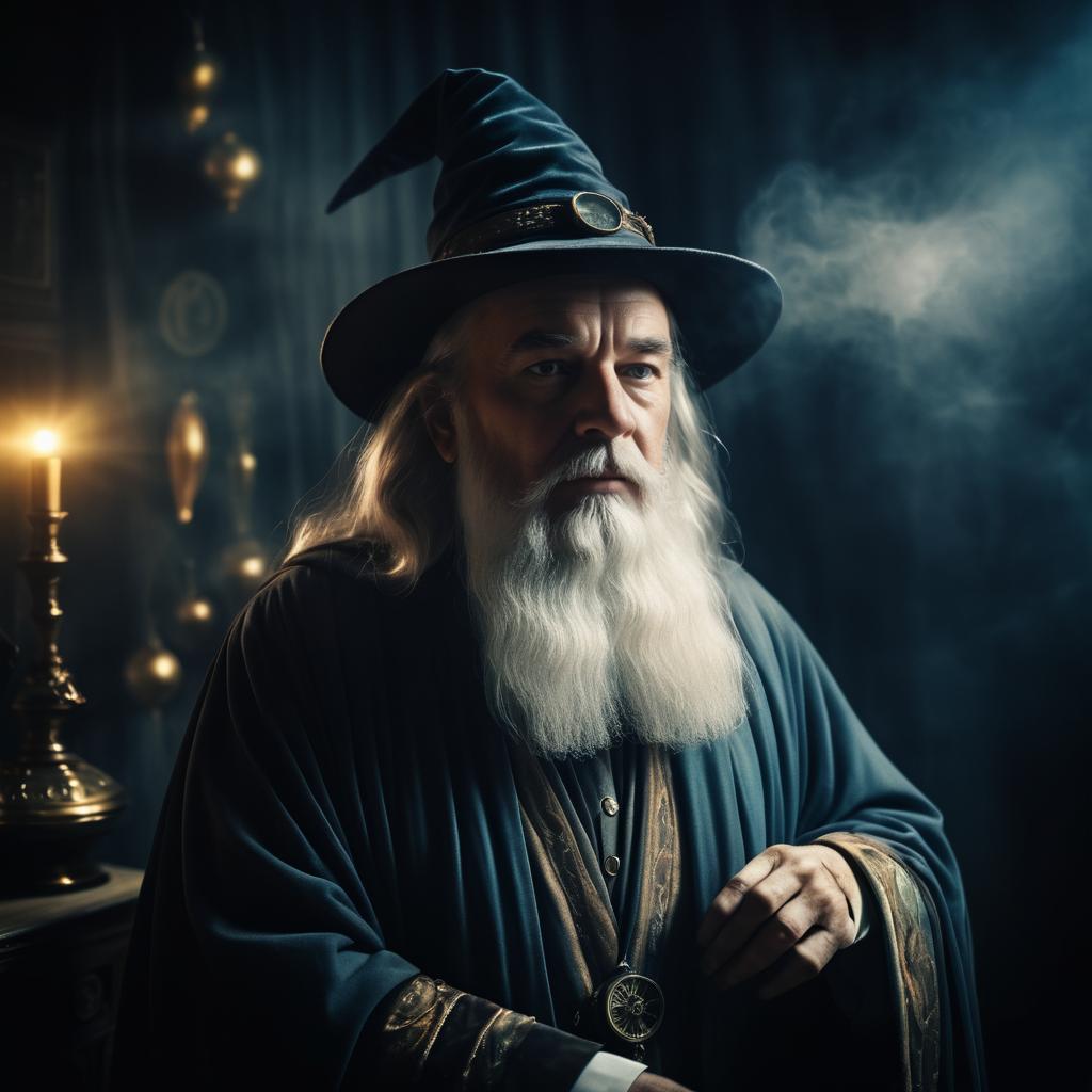 Elderly Wizard Portrait with Candlelight