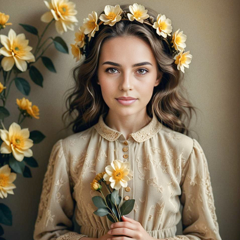 Young Woman in Floral Crown