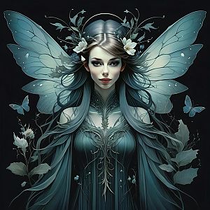 Ethereal Woman with Butterfly Wings