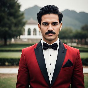 Man in Tuxedo-Style Sherwani in Garden
