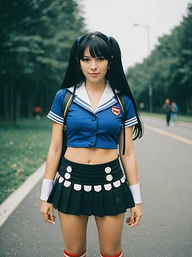 Woman in Mini Skirts Costume Professional Cosplay Editorial Portrait