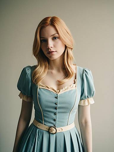 Realistic Cosplay Woman Wearing Miorine Rembran Costume Vintage Style