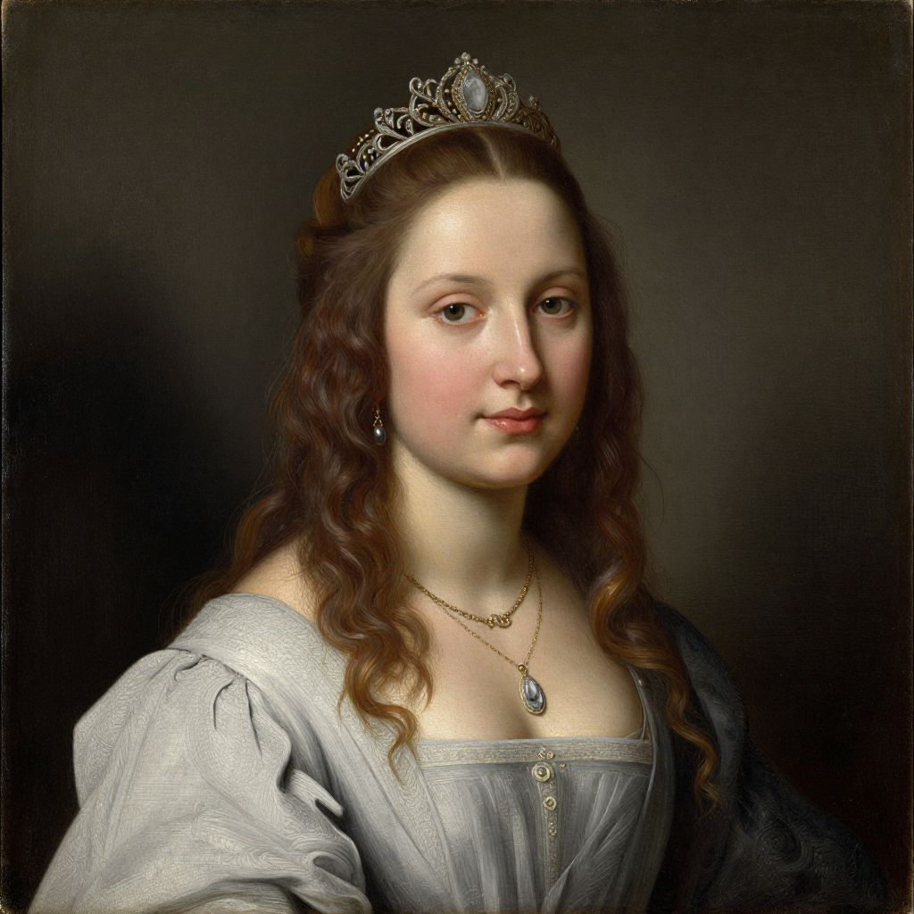 Classical Renaissance Style Portrait of a Woman with Tiara