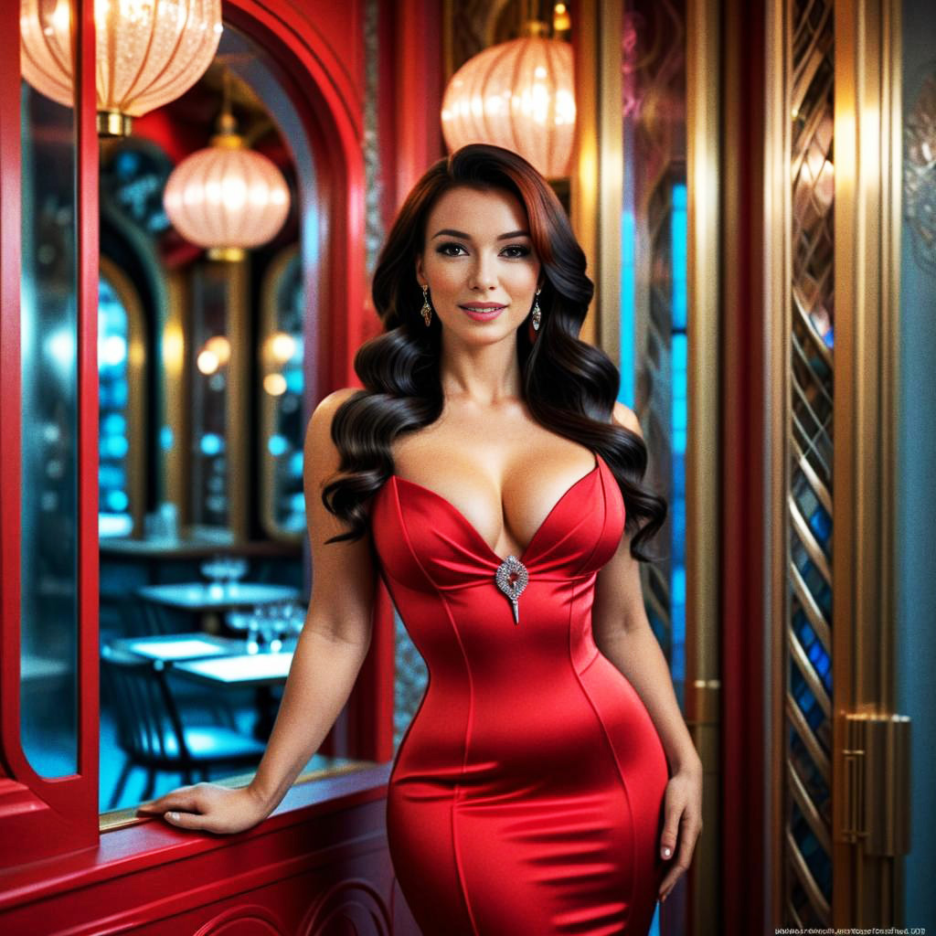 Glamorous Woman in Red Dress