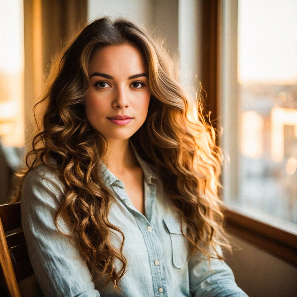 Young Woman by Window in Soft Light Young Woman by Window in Soft Light