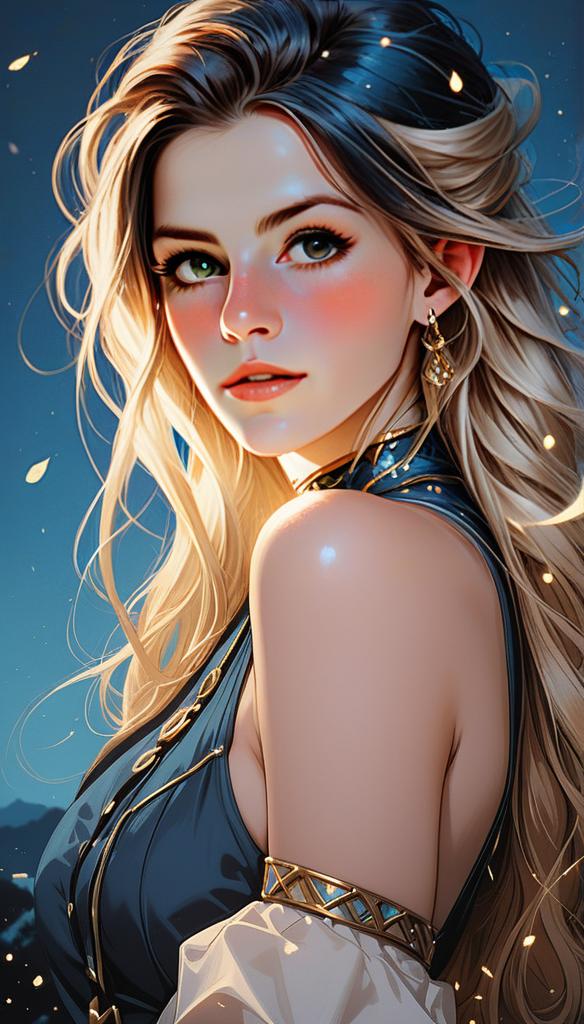 Young Woman with Blonde Hair and Green Eyes