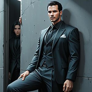 Confident Man in Suit with Mysterious Woman