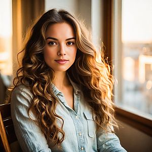 Young Woman by Window in Soft Light