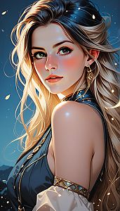 Young Woman with Blonde Hair and Green Eyes