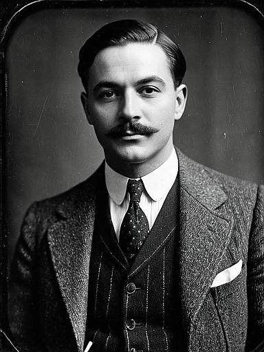 Man in 1920s Attire Waist Up Editorial Portrait Photorealistic