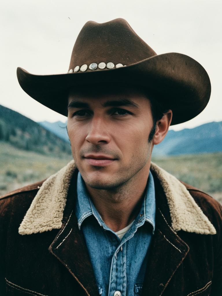 Man in Brokeback Mountain Costume Cinematic Realism Portrait