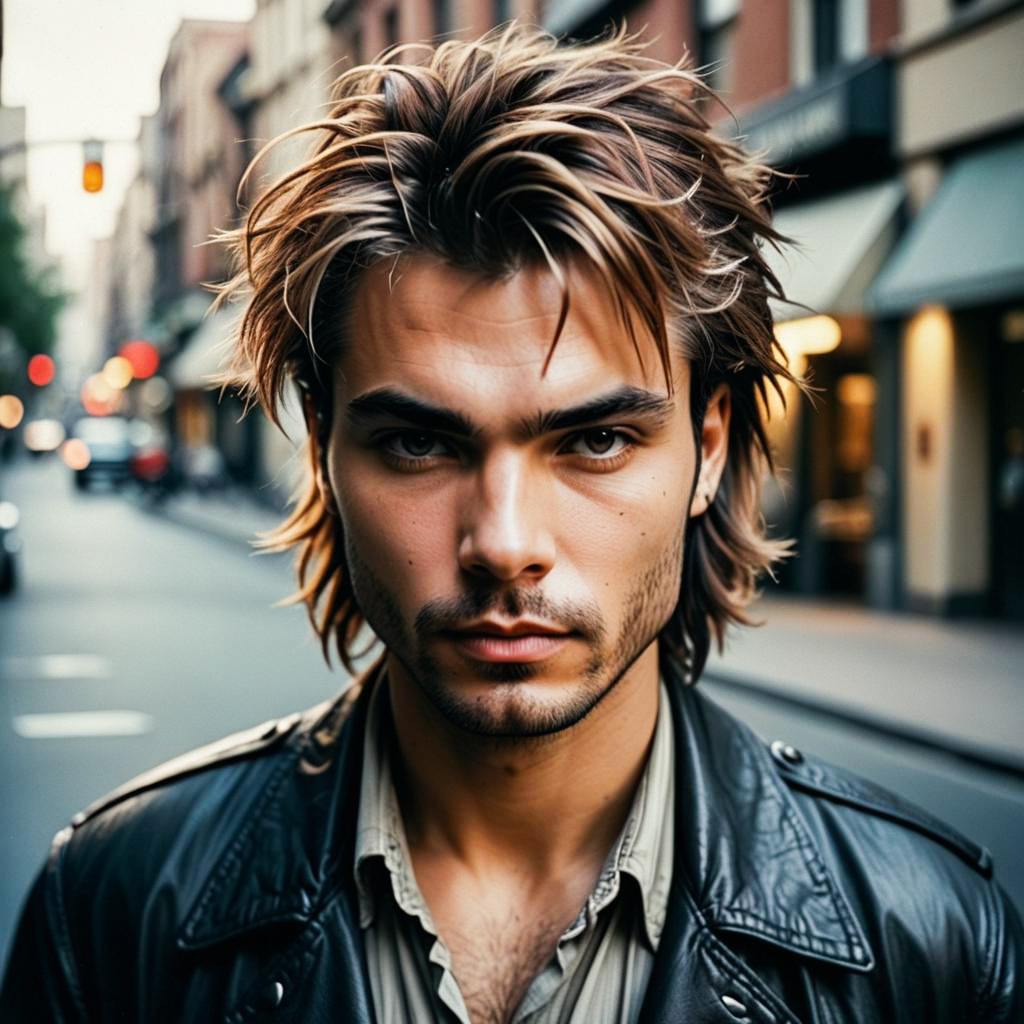 Stylish Young Man in Leather Jacket