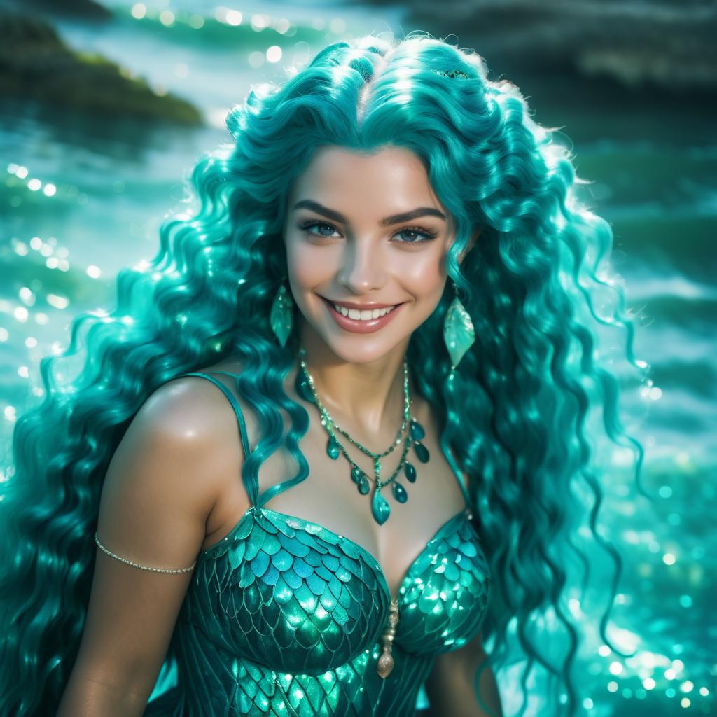 Enchanting Mermaid Spirit with Turquoise Hair