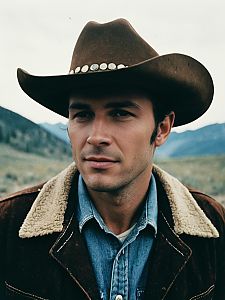 Man in Brokeback Mountain Costume Cinematic Realism Portrait