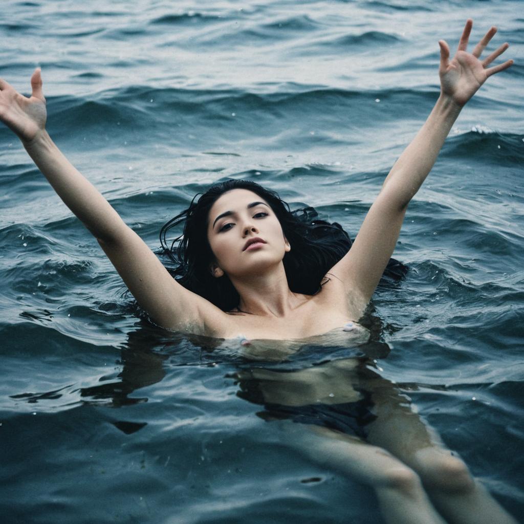Woman Floating in Calm Water