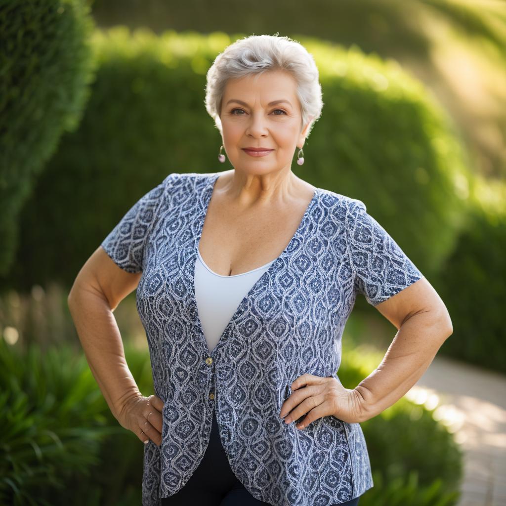 Elegant Older Woman in Stylish Outfit Outdoors