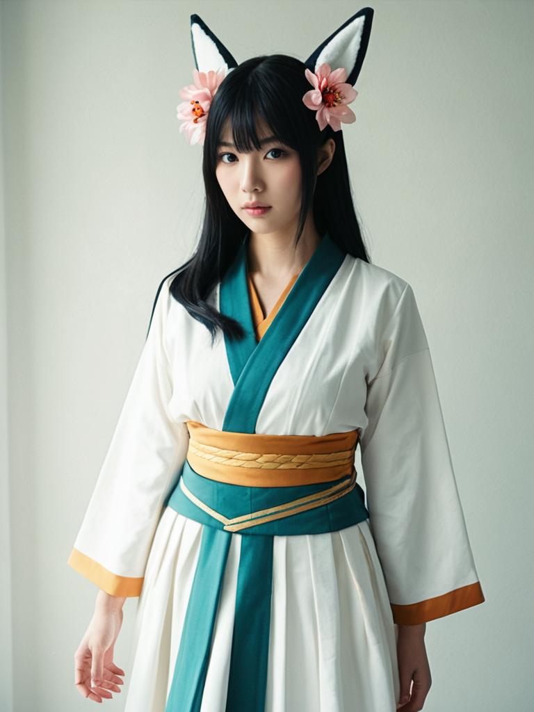 Sexy Cosplay Woman Wearing Izayoi Costume in Realistic Photo