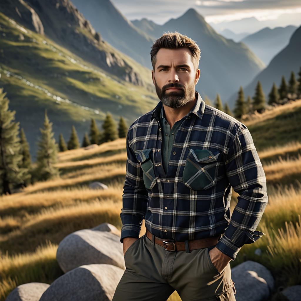 Handsome Man in Mountain Landscape