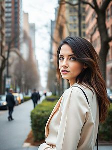 Confident Woman in Stylish Outfit on Urban Street