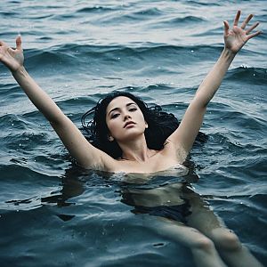 Woman Floating in Calm Water