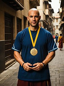 Adult Man Wearing Medal Inspired by Avatar The Last Airbender Style