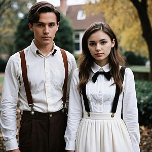 Vintage-Inspired Couple Outdoors
