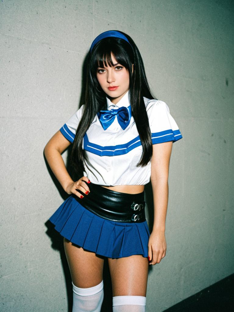 Woman in Blue and White Mini Skirt Cosplay Costume Editorial Photography