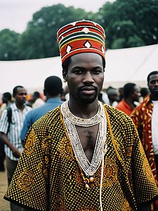 Man in African Traditional Outfit at Cultural Event