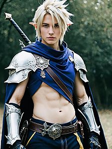 Male Final Fantasy Cosplay with Blonde Hair and Silver Armor