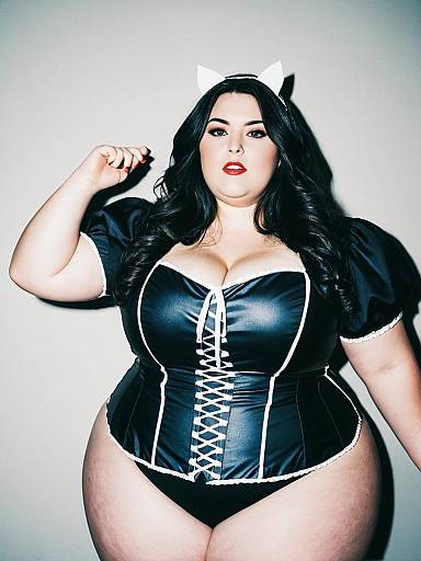 Plus Size Woman in Black Corset Style Cosplay Costume