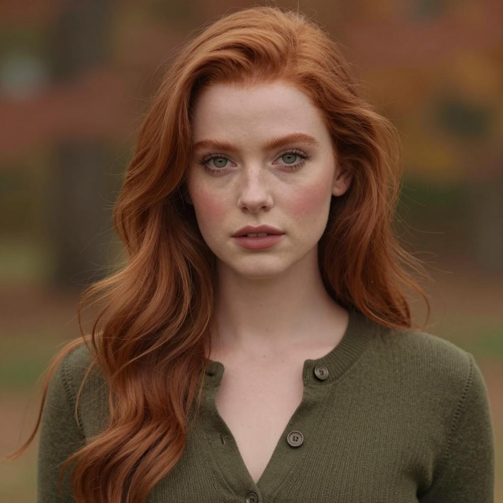 Red Haired Woman Portrait Outdoor Autumn