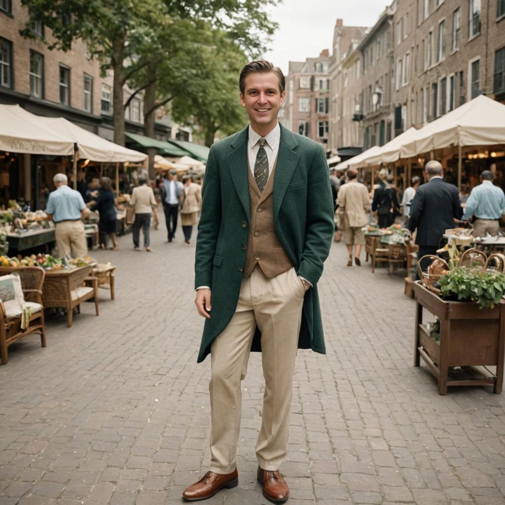 Elegant Man in Bustling Market