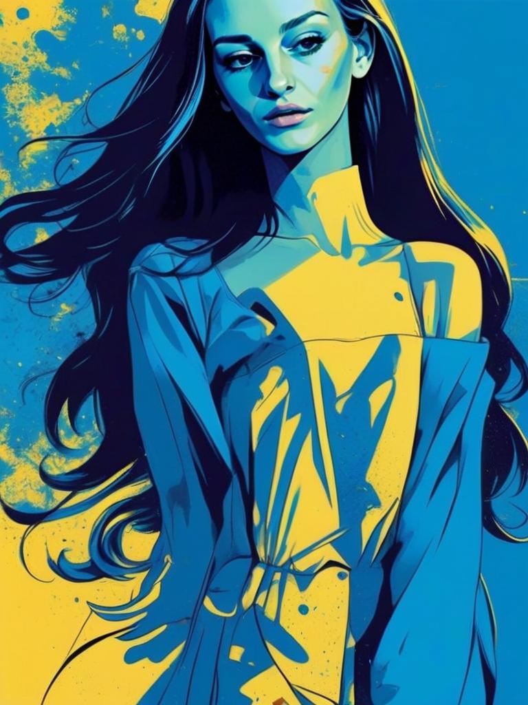 Stylized Young Woman with Colorful Background Stylized Young Woman with Colorful Background